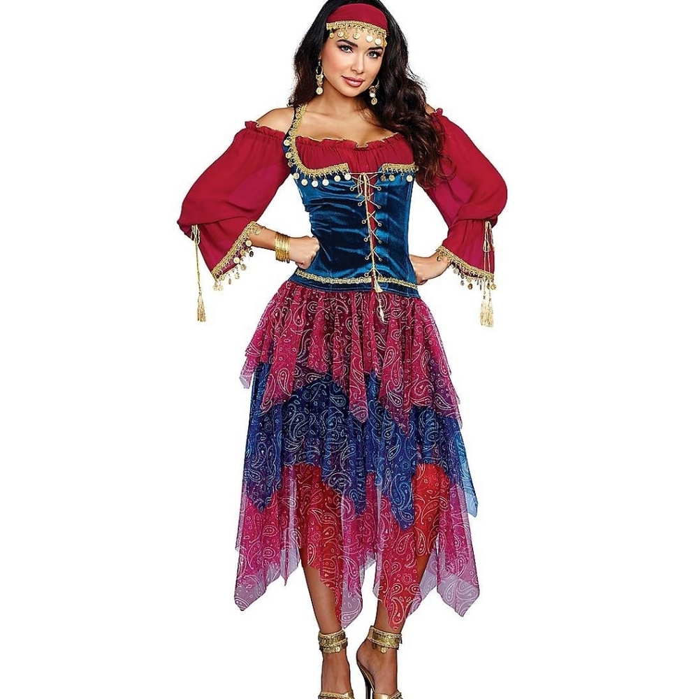 Ruffle gypsy dress w head piece